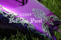 purple bike tribal design airbush paint job